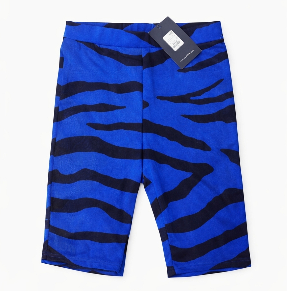 Fashion Nova Blue & Black Zebra Print Mesh Biker Shorts